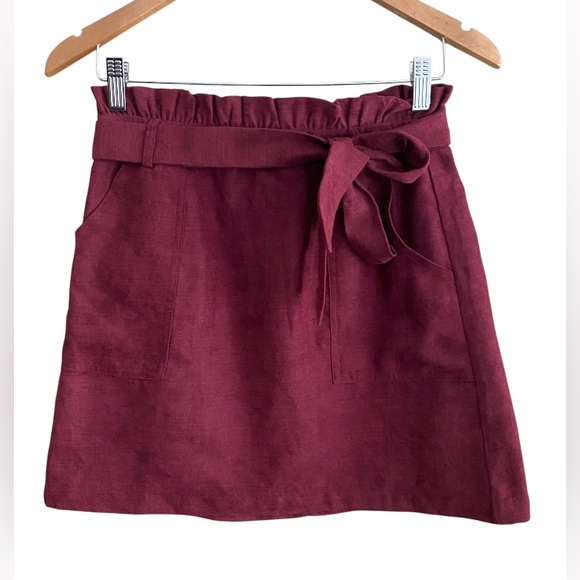 Main Strip Dresses & Skirts - Main Strip: Maroon Skirt With Tie and Zipper